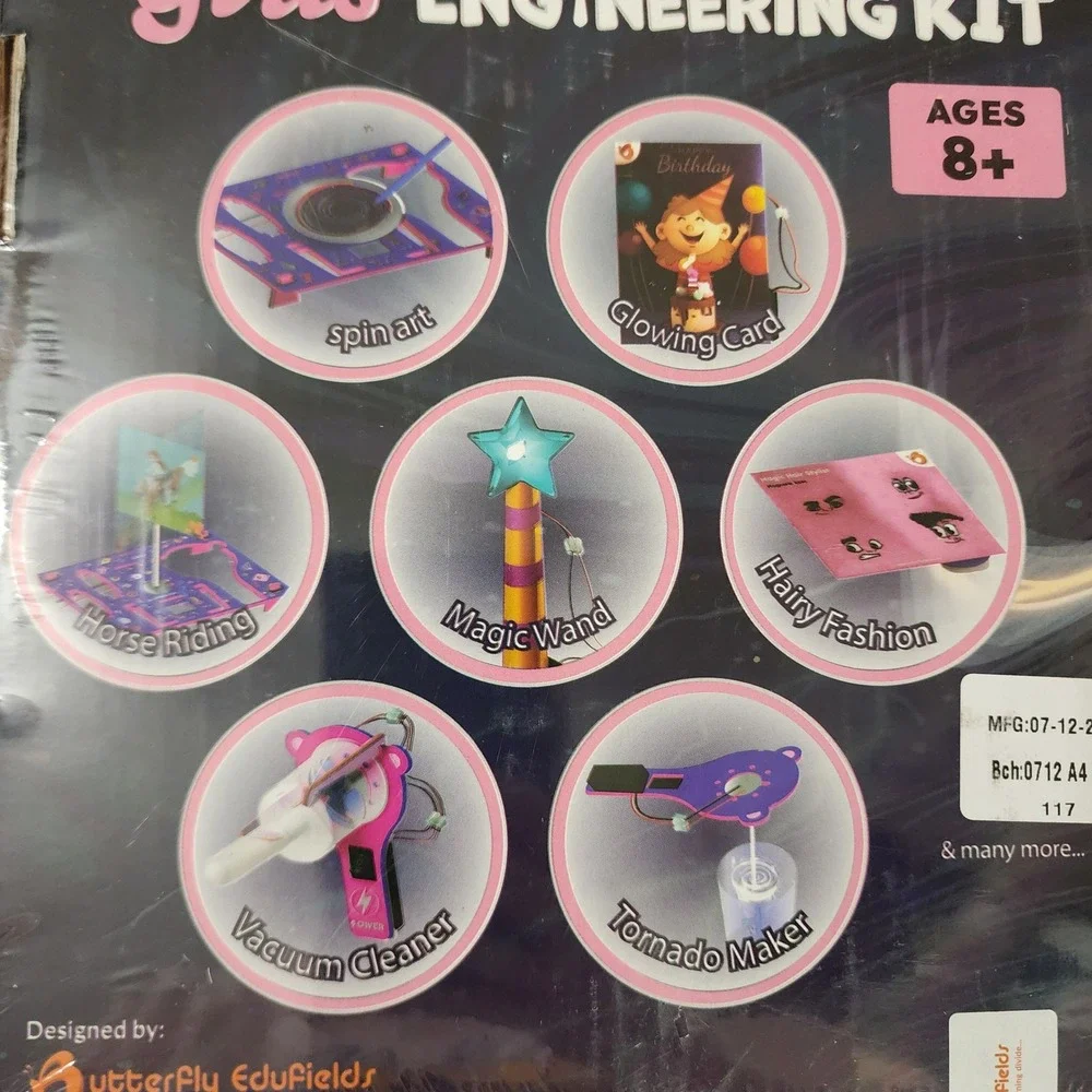Butterfly Edufields Girls Engineering Kit 100+ STEM Projects Ages 8+ 521 New